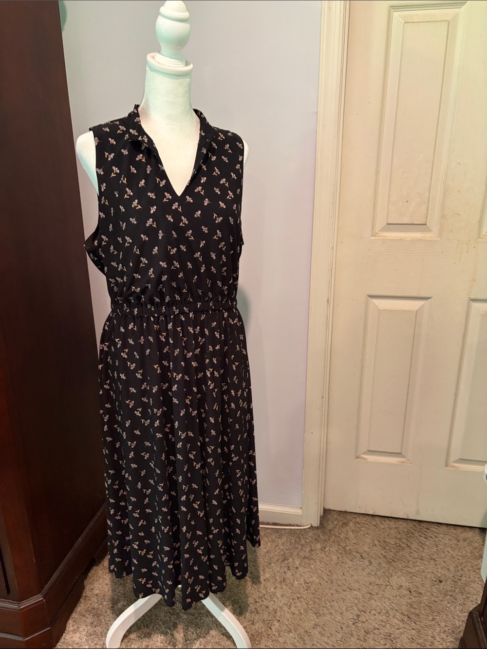 Anne Klein Floral Fit and Flare Drape Dress